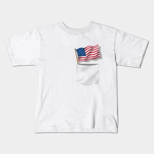Fake Pocket USA Flag Kids T-Shirt